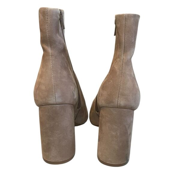 Gianni Bini Callen Ankle Booties Tan Suede Block Heel Boots Zip Close 8.5 - Picture 3 of 8